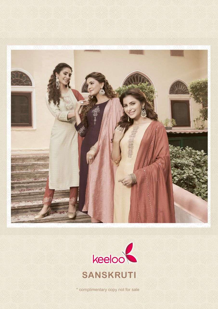 Keeloo-Bitu-2-Rayon-Chex -Dobby-Embroidery Work Kurti-With-Pant-and-Chanderi -Mirror-work-Dupatta-POSTER2